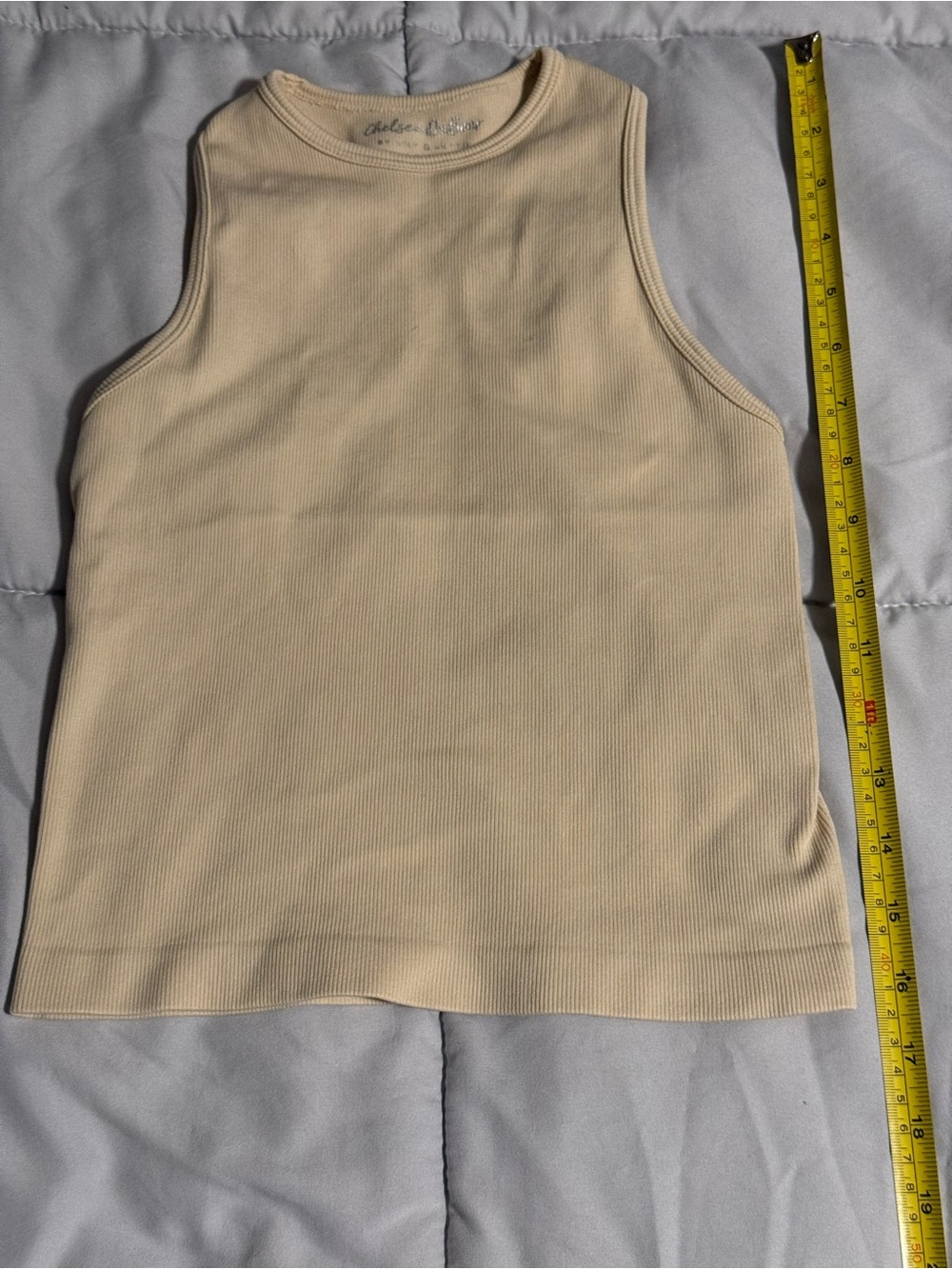 Sleeveless Ribbed Cropped Tank Top - Cream